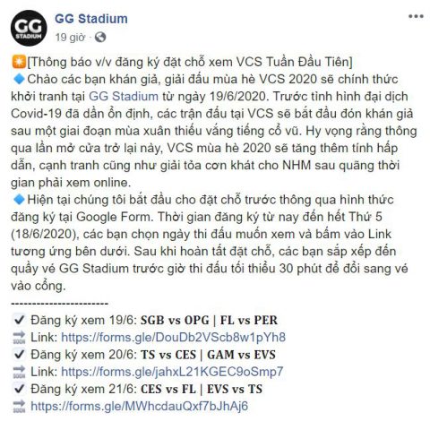 GG Stadium mở cửa